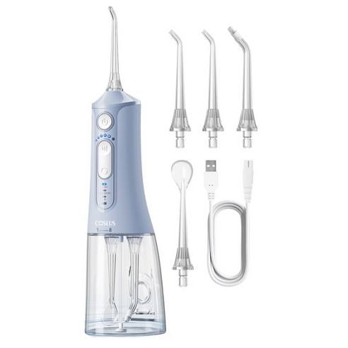 COSLUS 코슬루스 6단 수압+3종 모드 휴대용 구강세정기 IPX7 급방수+4개 노즐팁