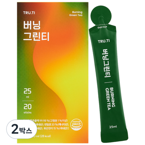 트루바이탈 버닝그린티, 2박스, 20개입, 25ml