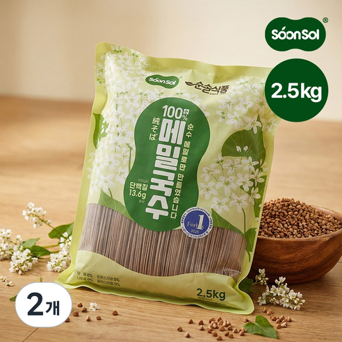 순솔 대용량 무설탕 100% 메밀국수, 2개, 2.5kg