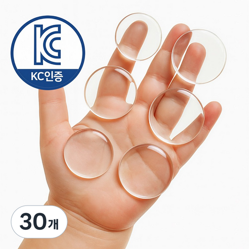 지니밸리 방문 문콕방지 문 쾅 방지 도어쿠션, 30개, 동그라미 투명
