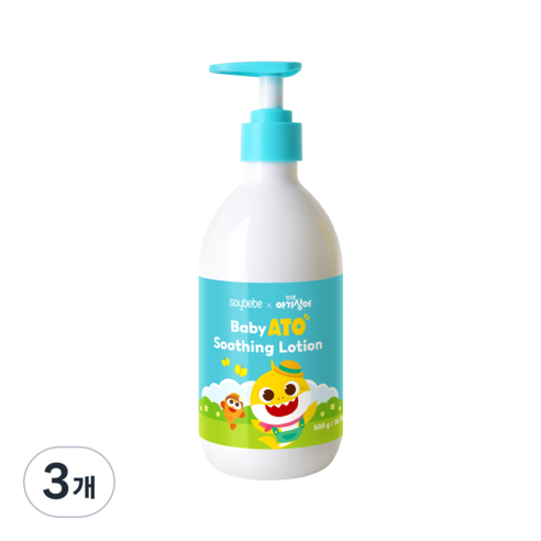 소이베베 베이비 아토 수딩 로션 (핑크퐁) 신생아 아기 유아 수분 태열 보습, 3개, 500ml