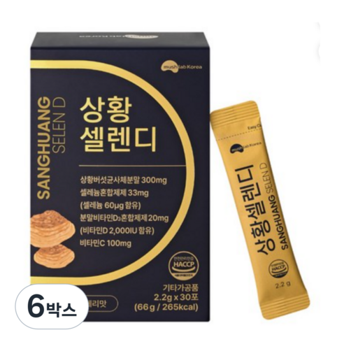상황버섯 상황셀렌디 하루1포 셀레늄 비타민D 비타민C 상황버섯쌀 블루베리, 66g, 6박스