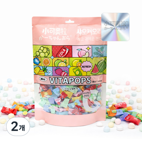 한국총판 공식수입 샤오커오라 비타팝스캔디 12가지맛 믹스, 500g, 2개