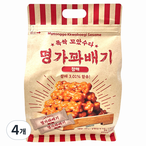 새마원 명가 참깨 꽈배기 낱개포장 미니 한입 국민 효도 간식 과자, 500g, 4개, 참깨맛 꽈배기