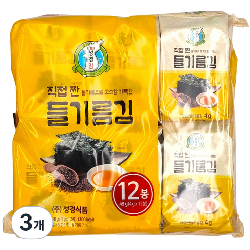 지도표 성경 직접 짠 들기름 도시락 김 (4g*12봉)