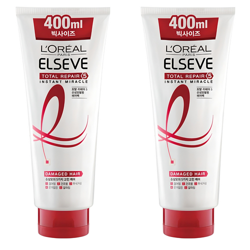 로레알파리 토탈 리페어5 인스턴트 미라클 헤어팩, 400ml, 2개