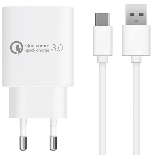 홈플래닛 퀄컴 공식인증 QC 3.0 18W 고속충전기 + C타입 케이블 1.2m 세트 이미지