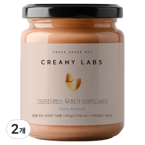 크리미랩스 무첨가 아몬드버터 스프레드, 450g, 2개