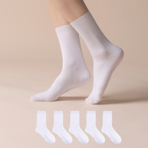 삭피엔스 여성용 얇은 40수 여름 무압박 심리스 중목 양말 5p