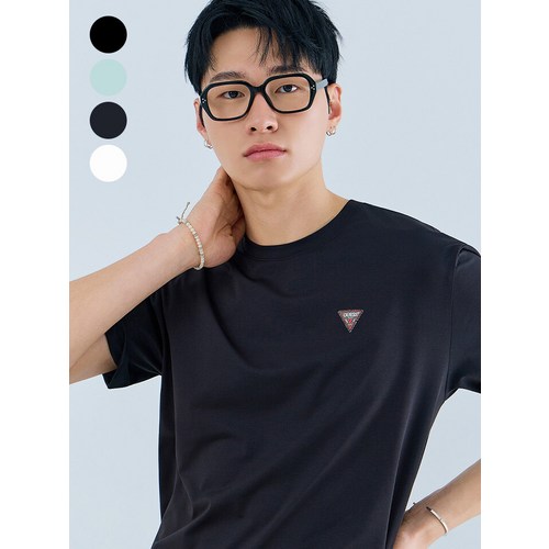게스 26신상 ON 유니 세미오버핏 고신축사 와펜 반팔티셔츠 NQ2KE409 3071231