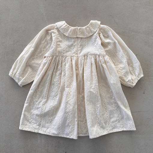 여아용 꽃무늬 엠파이어 자수 원피스