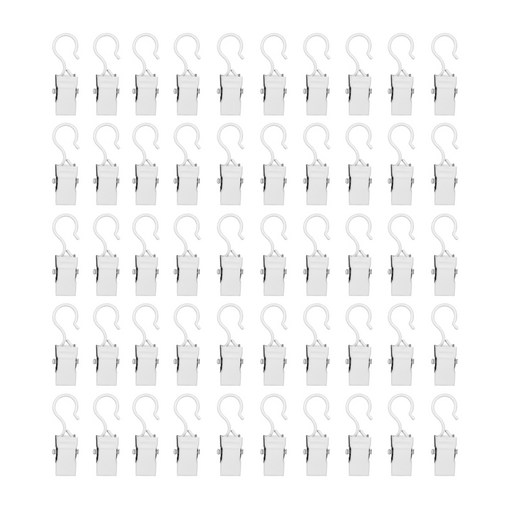 룸앤무드 커튼 레일 고리집게 네트망 다용도, 50개, 화이트