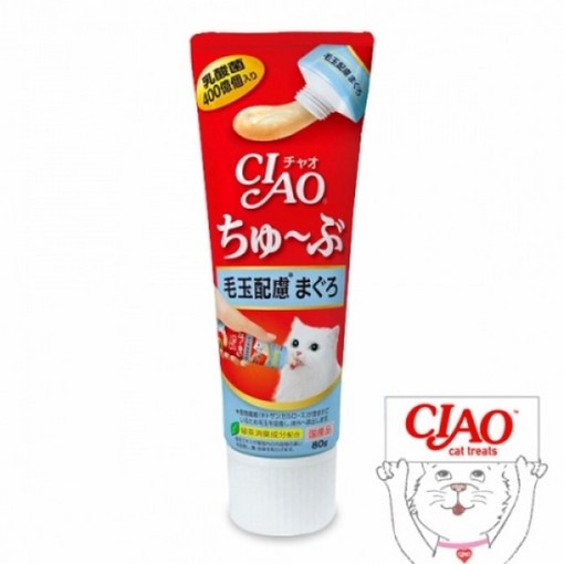 이나바 챠오 츄브 고양이간식, 참치헤어볼, 80g, 1개