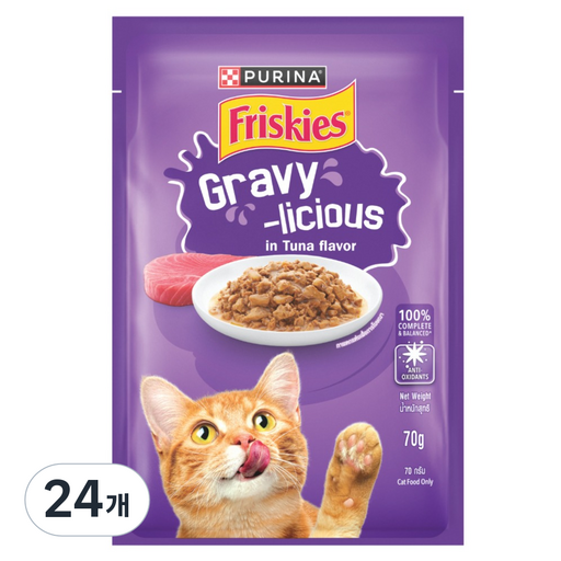 프리스키 고양이 퓨리나 그레이비 주식 습식 파우치 참치맛