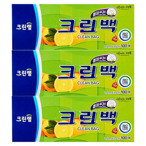 크린랩 뽑아쓰는 크린백 25cm x 35cm 편리한 일회용 쓰레기봉투
