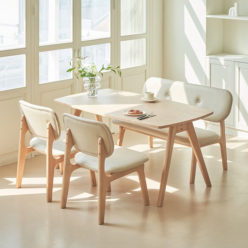 레이디가구 스칸딕 패밀리 낮은식탁 일반형  벤치의자  의자 2p 세트 방문설치