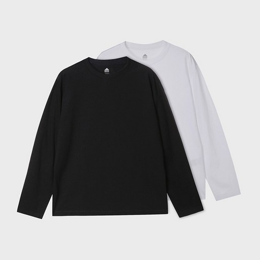 베이직하우스 남성용 순면 20수 고밀도 릴렉스핏 라운드넥 긴팔 티셔츠 2종 세트