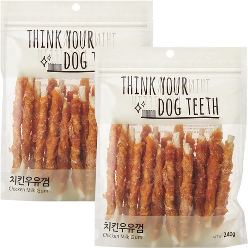 강아지 Think your dog teeth 스틱 치킨우유껌 240g 24p 치킨과 우유 혼합맛 2개 우리 강아지의 건강한 치아를 위한 완벽한 간식