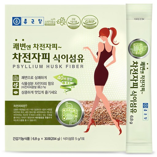 종근당 차전자피 식이섬유 30개입, 204g