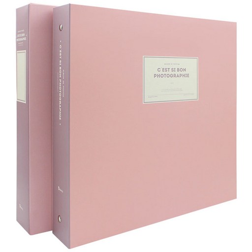 작은사진관 그랑데 대형 접착식내지 바인더 포토앨범, 핑크, 50매
