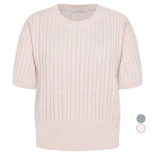 케네스레이디 여성용 꽈배기 유넥 하프 슬리브 풀오버 니트