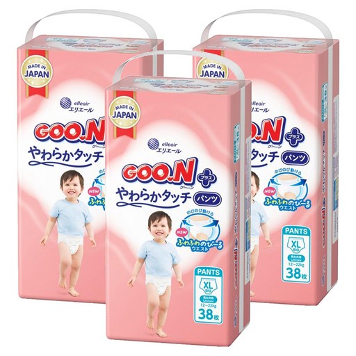 GOO.N 大王 日本境內版 SJ柔觸肌(肌快適)系列 褲型尿布, XL, 114片
