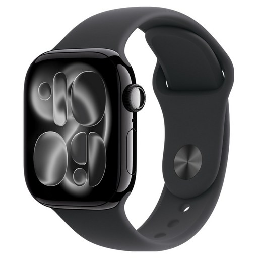 Apple 2025 Apple Watch S11 鋁金屬, 46mm, 曜石黑色 + M/L黑色運動型錶帶, GPS