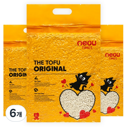미우타임즈 더 두부 오리지널 먼지없는 응고형 고양이 모래, 7L, 6개, 두부향