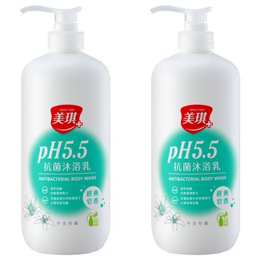 美琪 pH5.5 抗菌沐浴乳 經典皂香 不含皂鹼, 1L, 2瓶