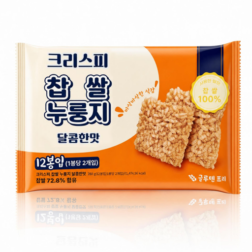 찹쌀 누룽지 과자 크리스피 달콤한맛 스위트 라이스 개별포장 찹쌀 72.8%, 288g, 1개