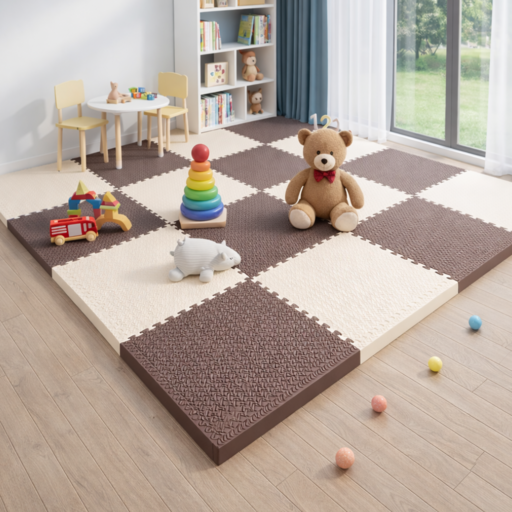 바디플로우 EVA 두꺼운 층간소음 퍼즐매트, 화이트브라운, 16개