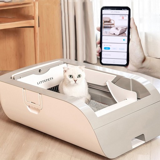 고양이 자동 화장실 스마트 향균 탈취 특대형 자동 청소 센서 화장실, app 그레이(휴대폰 연동o),