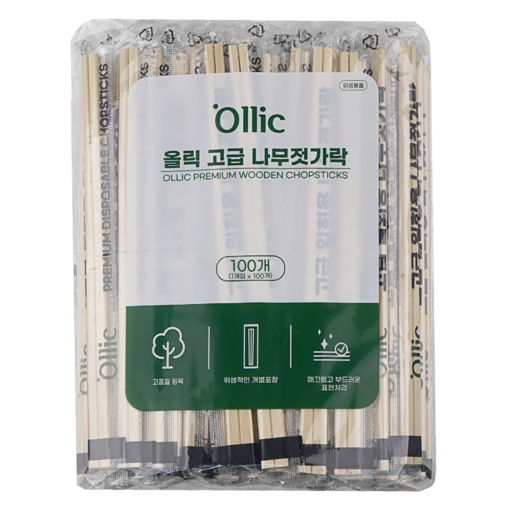 올릭 고급 일회용 나무젓가락, 100개입, 1개