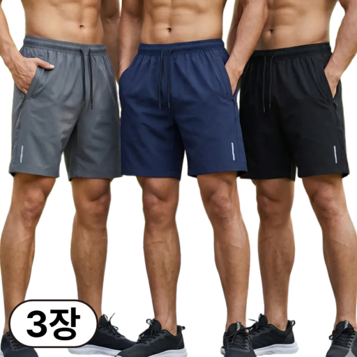 퓨어핏 1+1+1 남자 여름 반바지 아이스 쿨 밴딩 와이드 트레이닝 팬츠