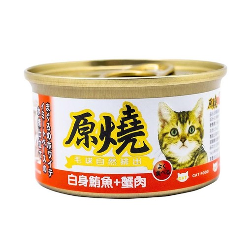原燒 貓罐, 白身鮪魚 + 蟹肉, 80g, 24罐