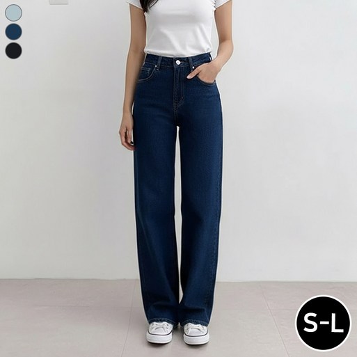 블레스유 여성 일자핏 와이드 청바지 데님팬츠 체형커버 빅사이즈 3color