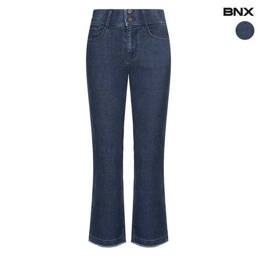 BNX 44사이즈 여성 플레어핏 크롭 데님 팬츠