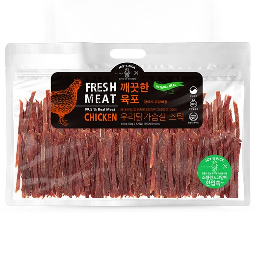 조이스픽 강아지 우리닭가슴살 육포 스틱 간식, 치킨맛, 400g, 1개