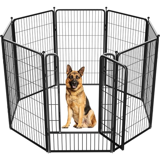 캐딘스 강아지 울타리 펜스 대형견 문포함 견사 대형, 8개, 블랙