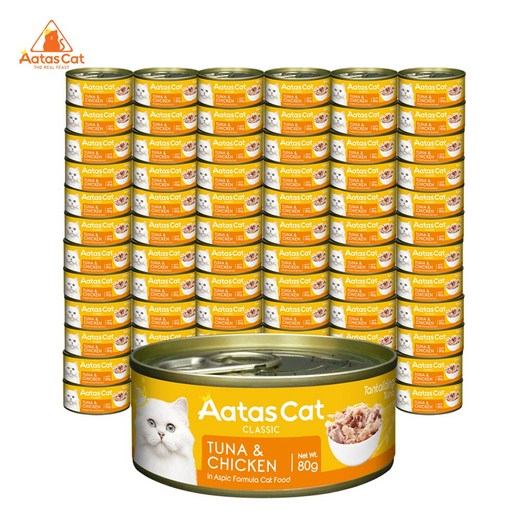 아타스 프리미엄 고양이 습식 주식캔, 참치  치킨 혼합맛, 80g, 72개