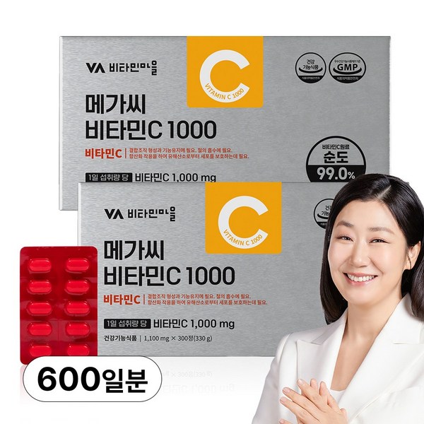 비타민마을 고함량 메가씨 비타민C 1000mg, 2박스, 300정 이미지