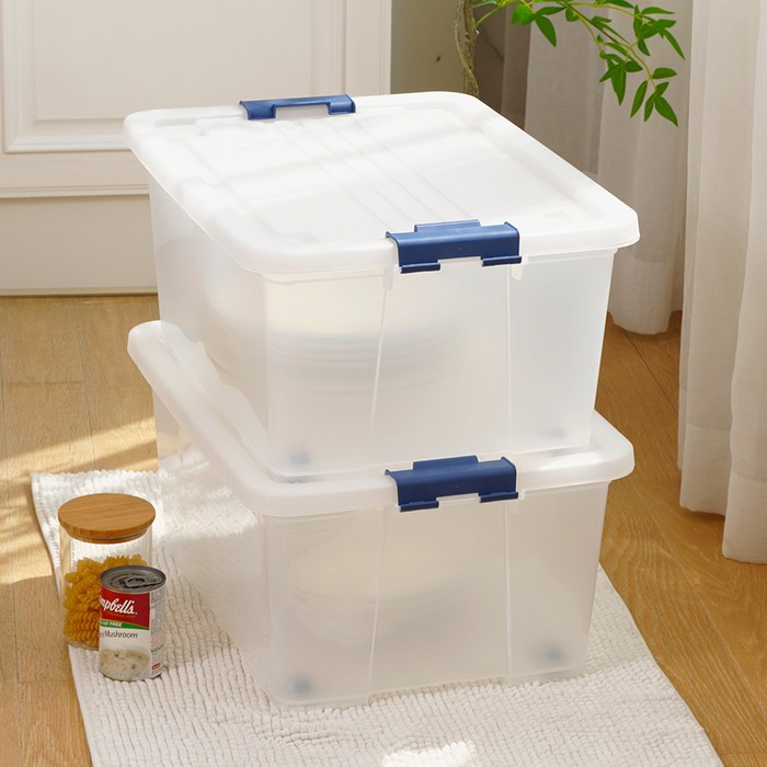 라이피스트 클라스 리빙박스, 투명  블루  블랙, 2개