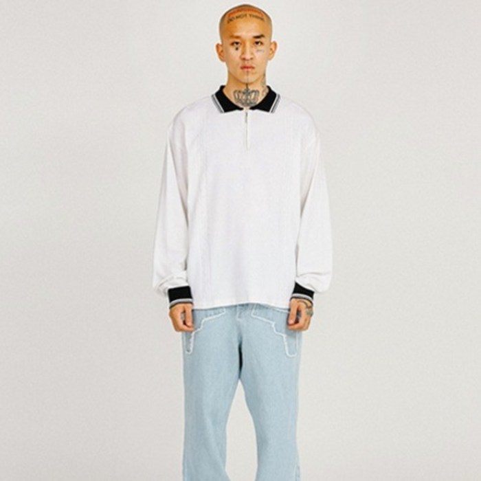 아조바이아조 Cable Stitch Collar Zip Up AJ222KN001WH