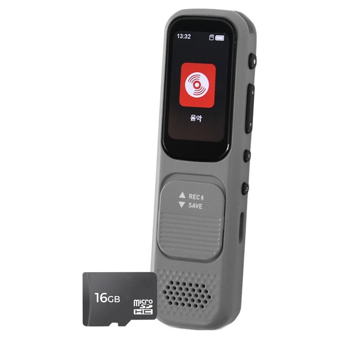 아이리버 스피커 음성녹음 구간반복 재생속도조절 마이크로SD 블루투스 MP3플레이어 16GB, T80, 그레이