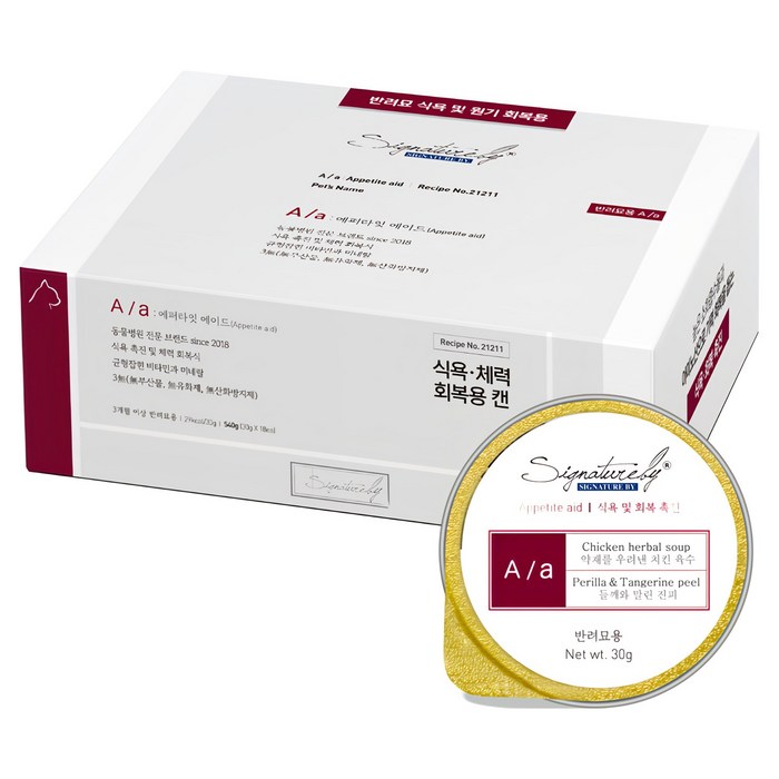 시그니처바이 반려묘용 에이에이 처방식 사료 캔, 식욕회복, 30g, 18개