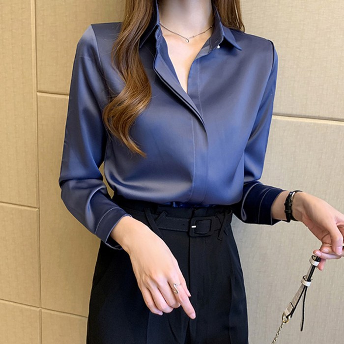 어썸풀 듀오런 새틴 블라우스 어썸풀 듀오런 새틴 블라우스