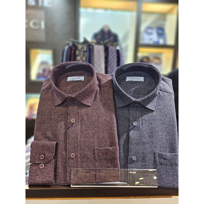 바찌 24 FW 겨울신상 2 칼라 95115  TR 하운드투스 기모 잔체크 일반핏 셔츠  VD1N4CR143