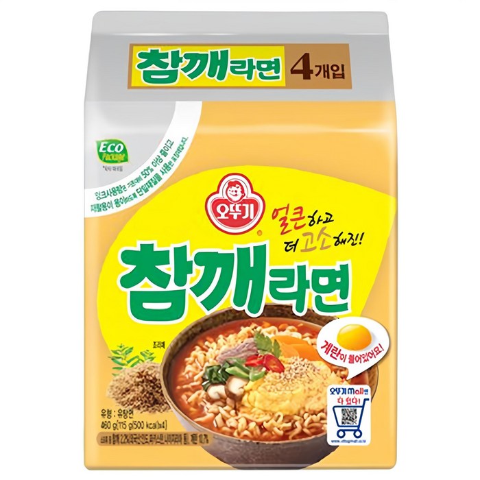 오뚜기 참깨라면 115g 4개입 계란블럭 봉지라면