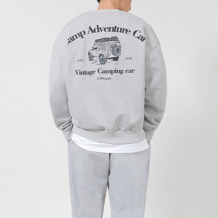 쭈리면 트레이닝 세트 오버핏 맨투맨 티셔츠 밴딩 팬츠 캠핑지프 남녀공용 빅사이즈