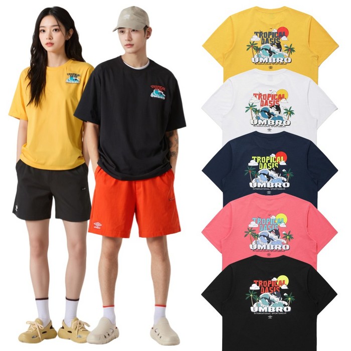 백화점출고 엄브로 반팔티 반팔 티셔츠 냉감 루즈핏 그래픽